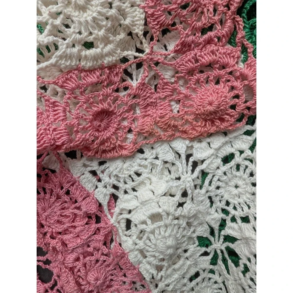 Vtg Handmade Tablecloth Cotton Crochet 42